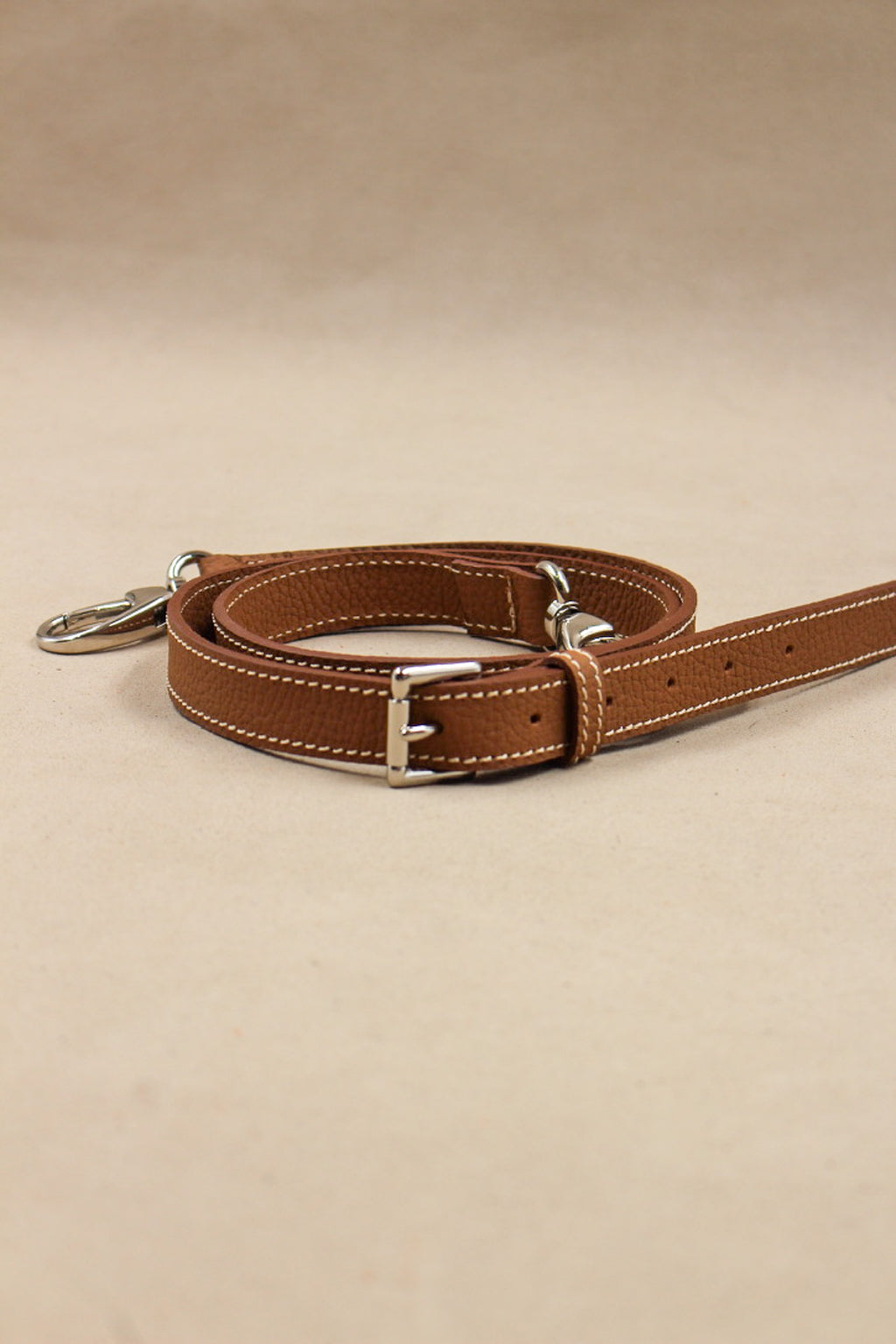 Bandoulière cuir grainé taurillon made in France artisanal
