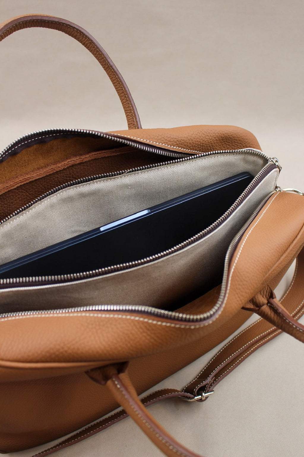 Sac ordinateur cuir premium marron