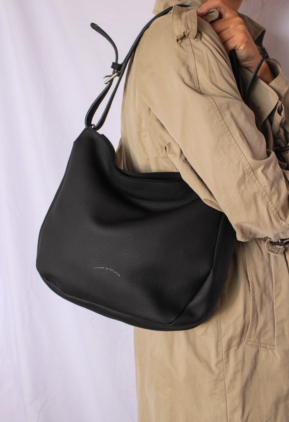sac hobo noirgrande capacité cuir grainé
