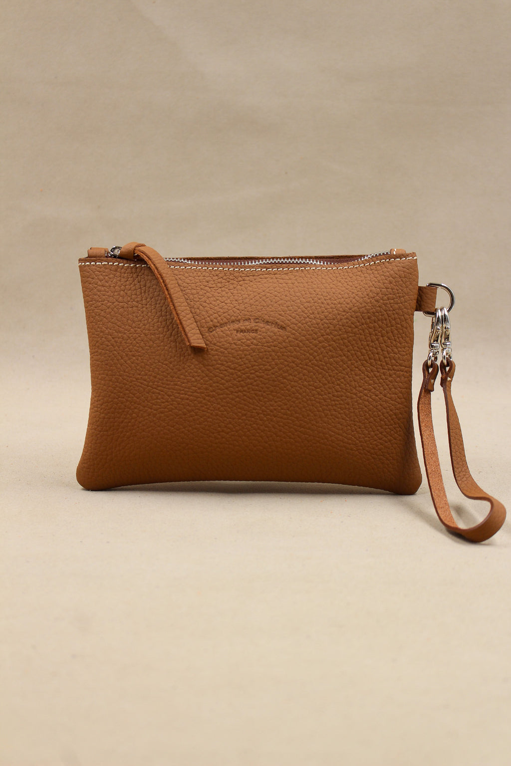 La Trousse cuir grainé taurillon, pochette artisanale fabriquée France